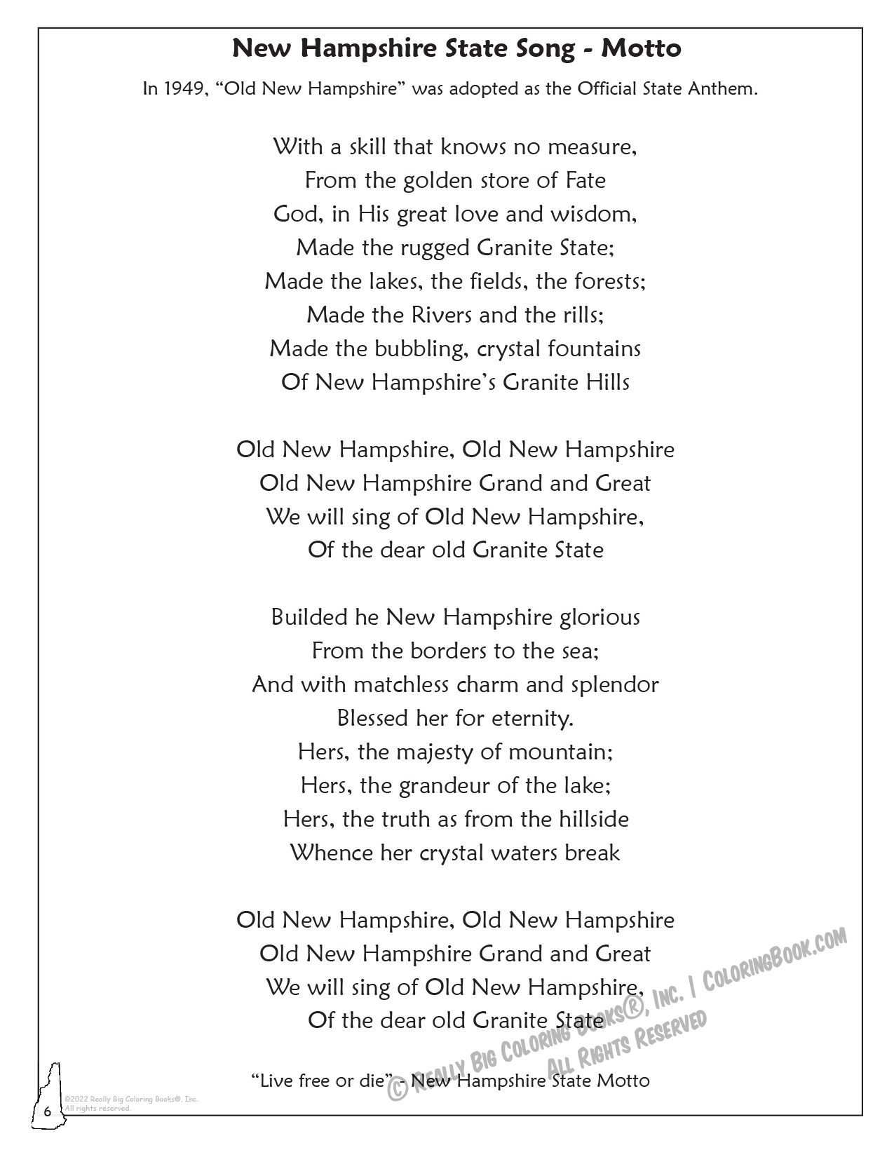 Really Big Coloring Books | ColoringBook.com - Vendita all'ingrosso Libro da colorare e attività - Bambini e neonati - Libro da colorare dello Stato del New Hampshire 8,5 x 111