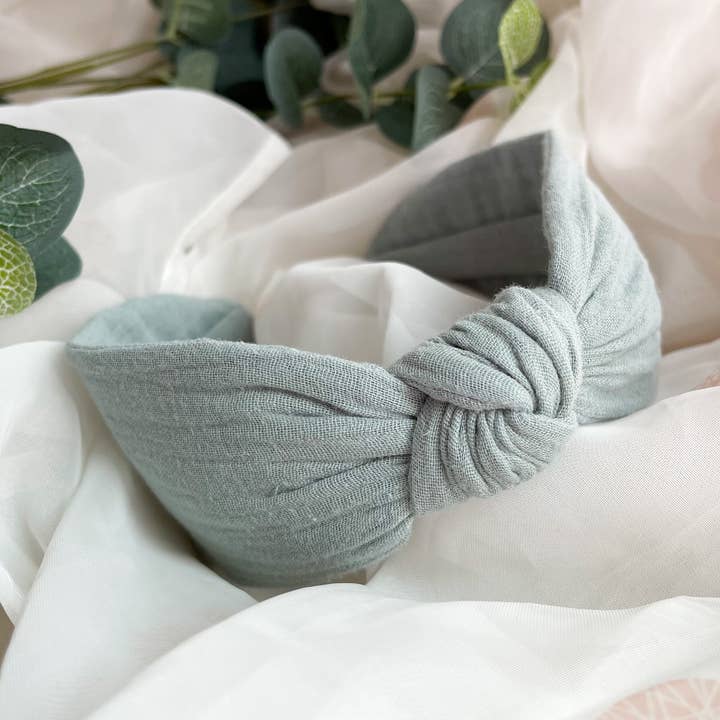 Green Knotted Headband - Linen Hair Accessory for Women for wholesale by Nine Designs Ltd