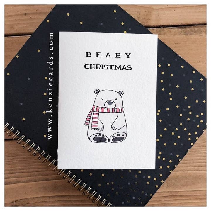 Cartão de Natal com trocadilho "Urso Natalício". por atacado de kenziecards