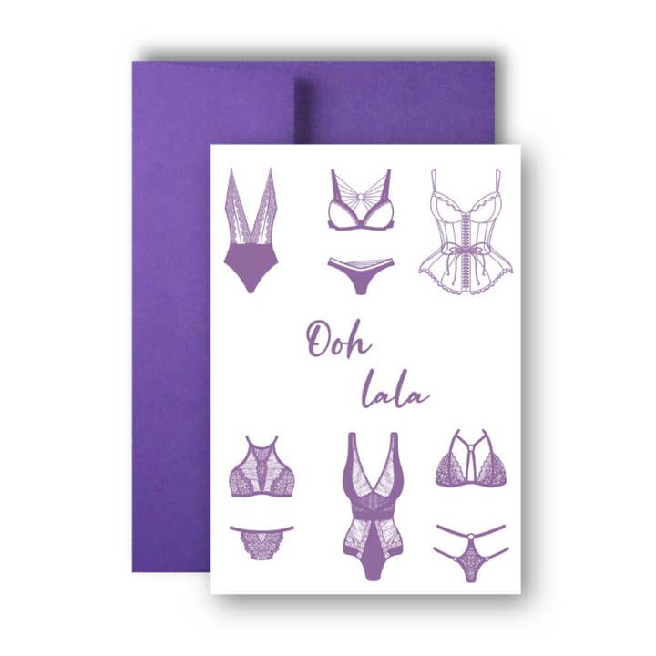 Biglietto di auguri per la doccia nuziale Ooh Lala - Lingerie per la vendita all'ingrosso da parte di Brandi Creations Design Studio
