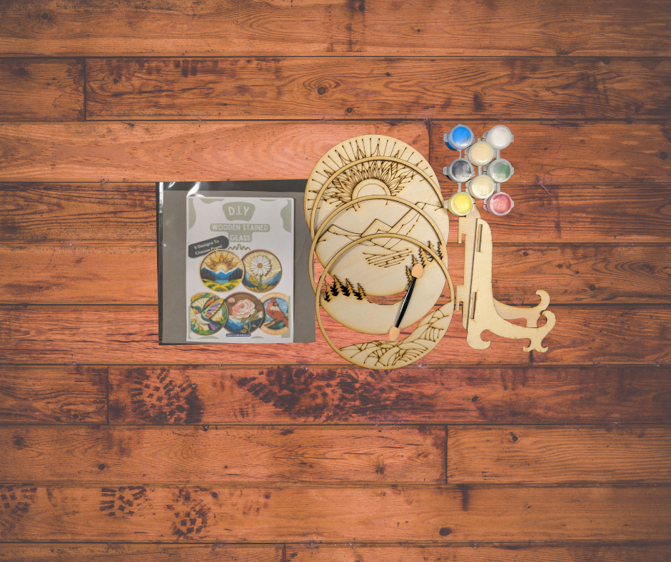 The Craft Witch – Großhandel Bastelset – Holzmalset für Buntglas - Sonnenaufgang1