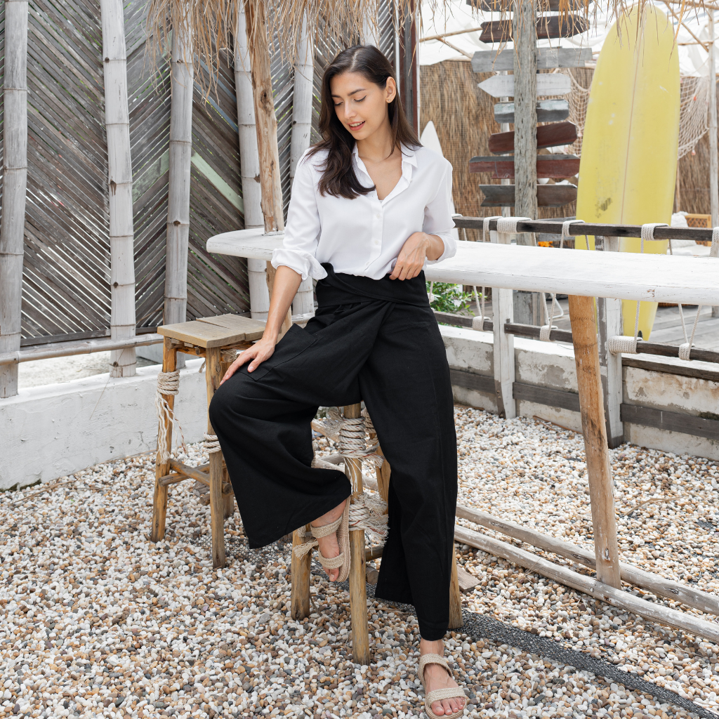 Dame Pach Bangkok - Wholesale Pants - Women's - Black Unisex Fisherman Trousers3