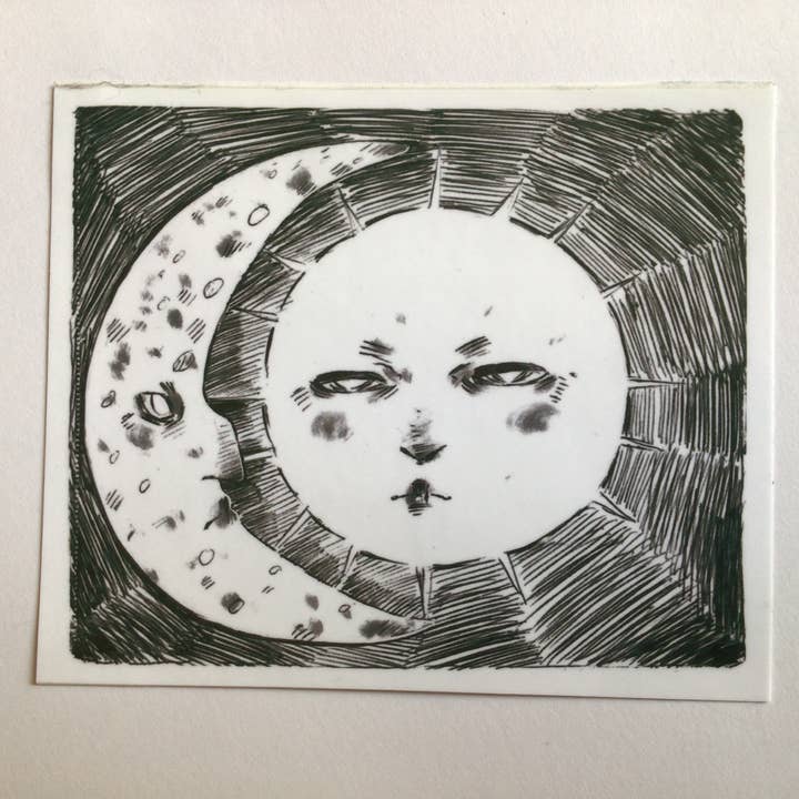 Vinyl sticker voor maan en zon voor wholesale door Rachel Mills Art