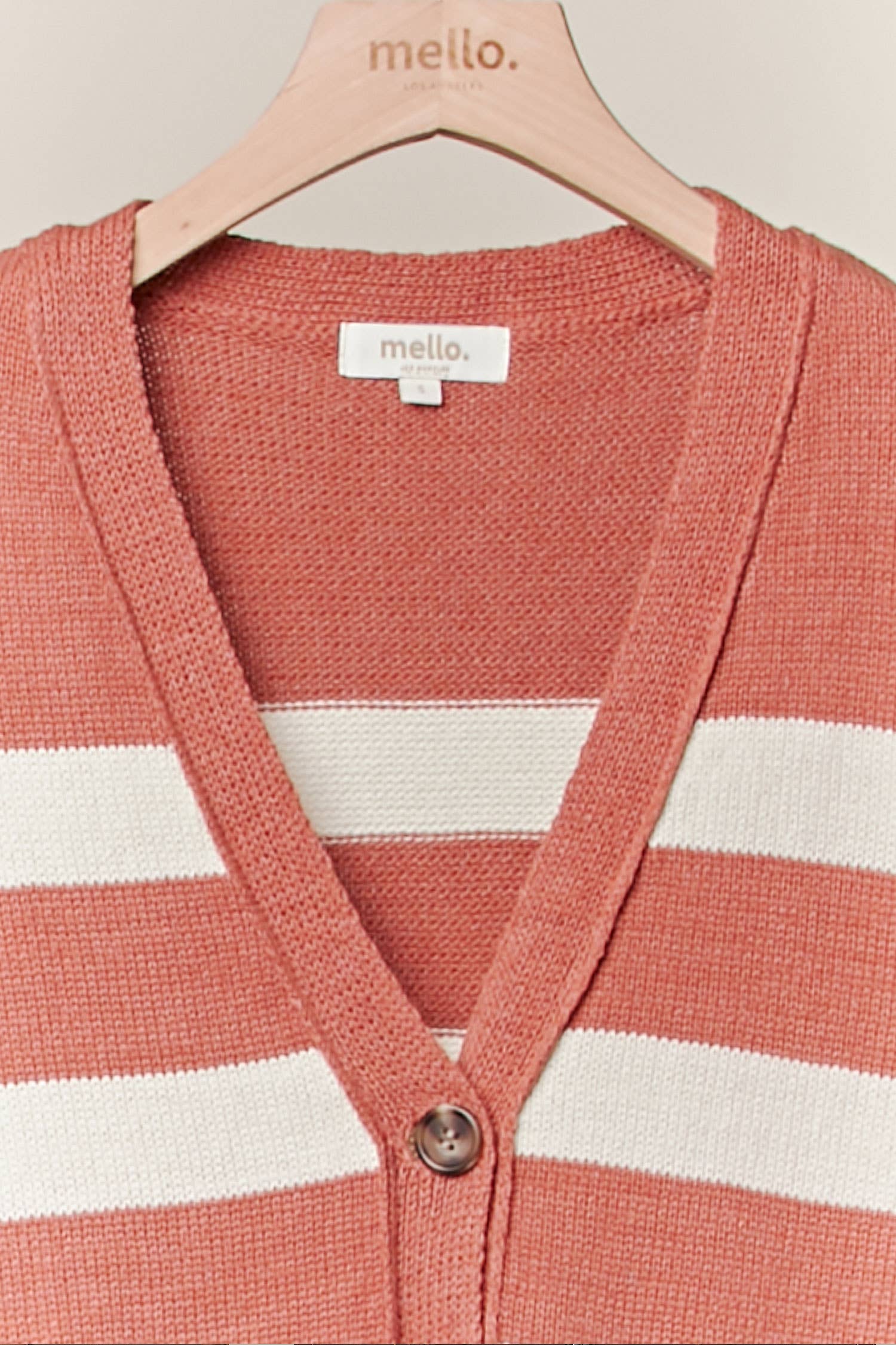 Mello. - Wholesale Cardigan - Women's - Striped  V Neck Knit Cardigan7