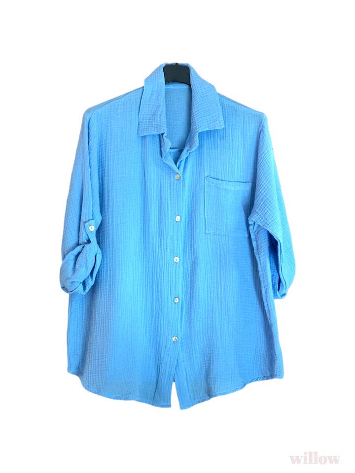Moonsun - Wholesale Button Down Shirt - Women's - #5270 button down cotton gauze shirt
