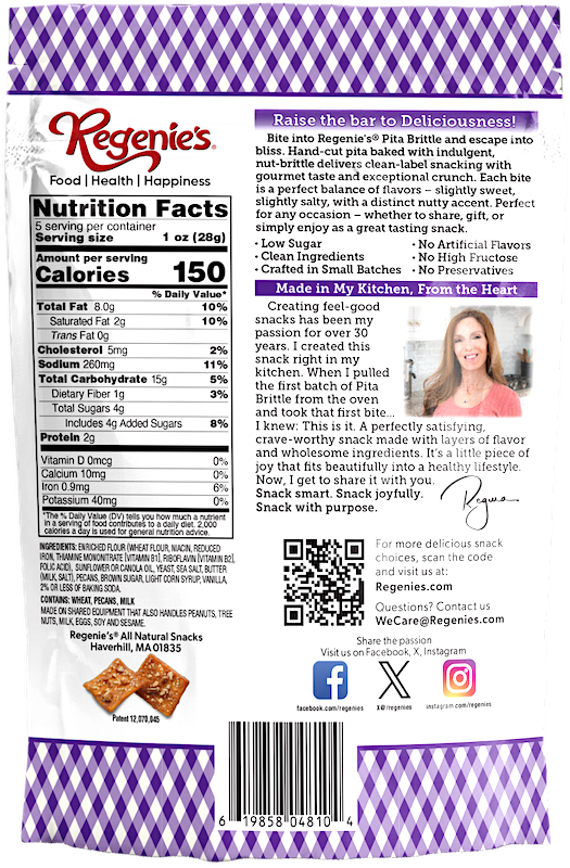 Regenie's All Natural Snacks – wholesale Brittle – Salted Caramel Pecan, Pita Brittle®1