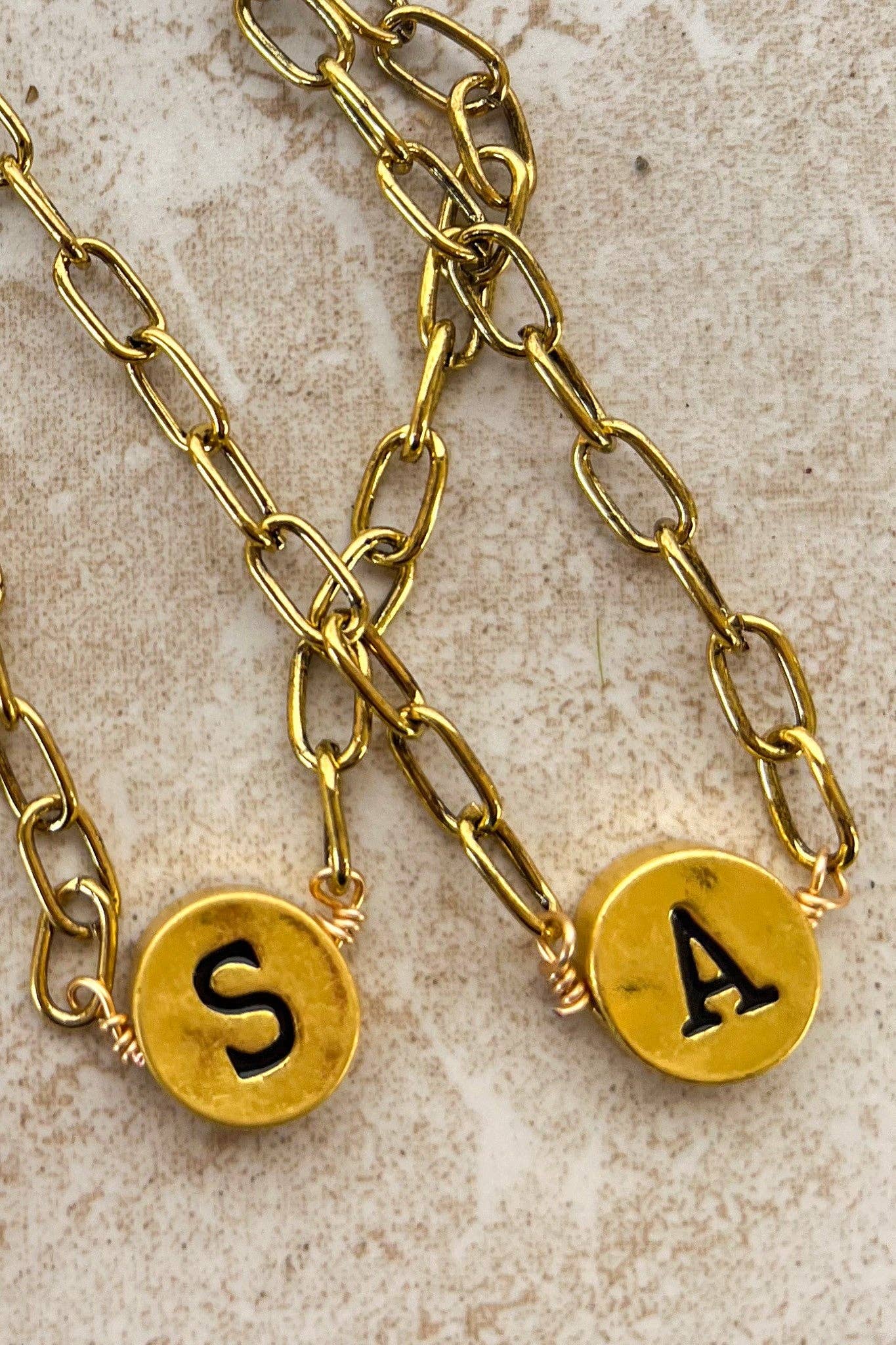 Dylan Designs - Wholesale Pendant/Charm Necklace - Circle Initial Pendant Necklace Gold1