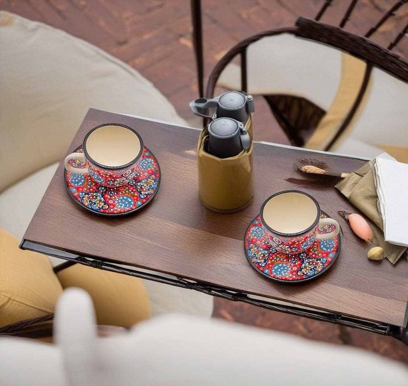 Etnico del Mondo - Wholesale Coffee/Tea Cup - Set of 6 Decorated Turkish Ceramic Coffee/Cappuccino Cups #85