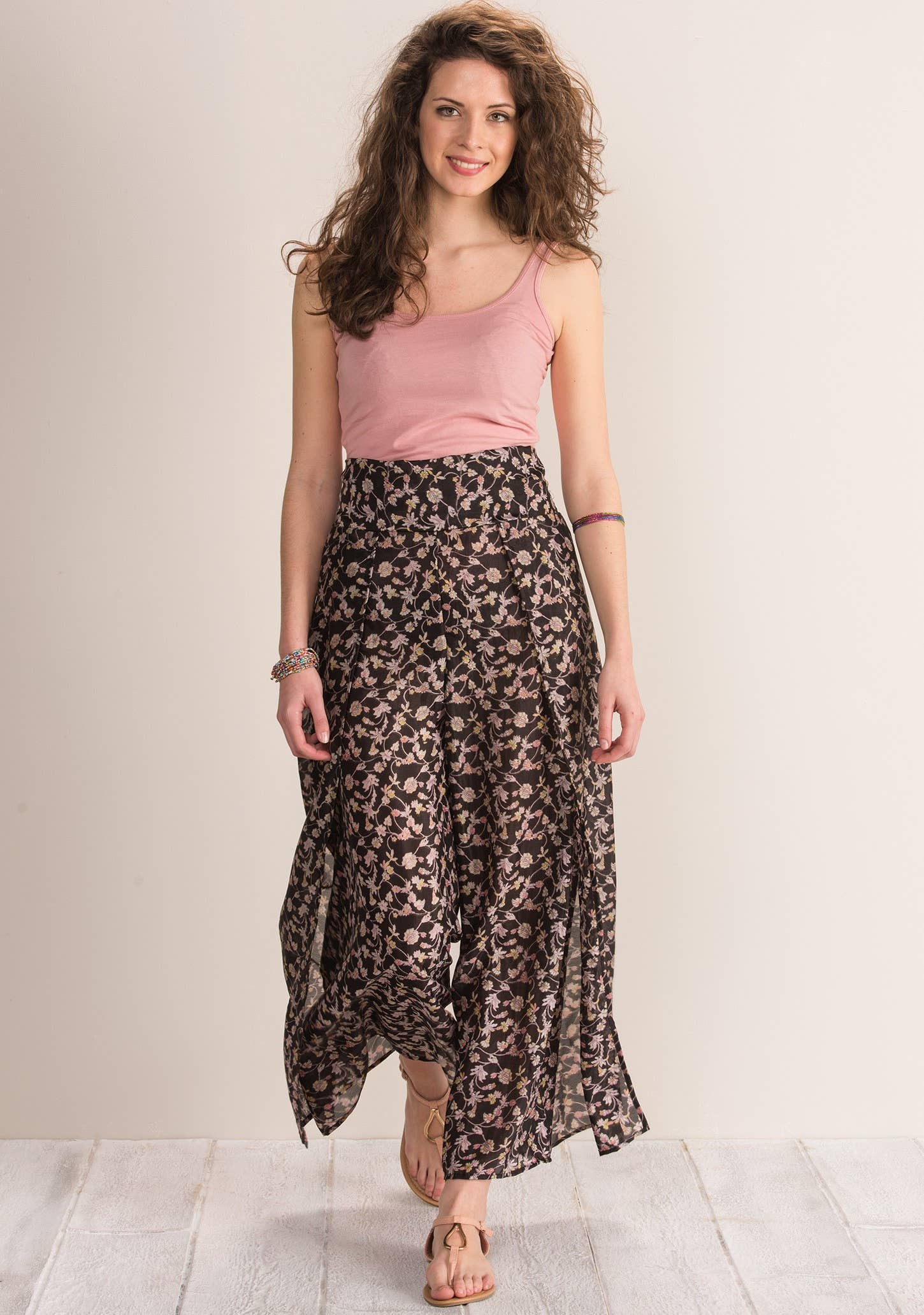 Namaste - Vendita all'ingrosso Pantalone - Donna - Pantaloni con cintura a fiocco in seta riciclata da sari2