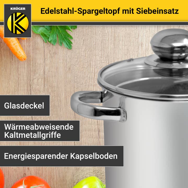 Karl Krüger - Wholesale Cooking Pot - Karl Krüger stainless steel asparagus pot with strainer insert