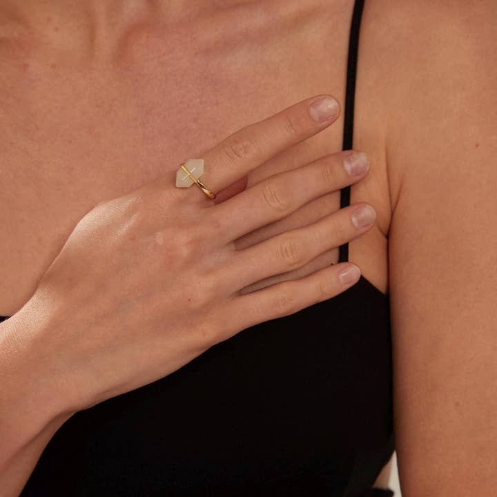 Perimade & Co. LLC - Wholesale Single Stone/Solitaire Ring - Natural Crystal Moonstone Ring in 925 Sterling Silver