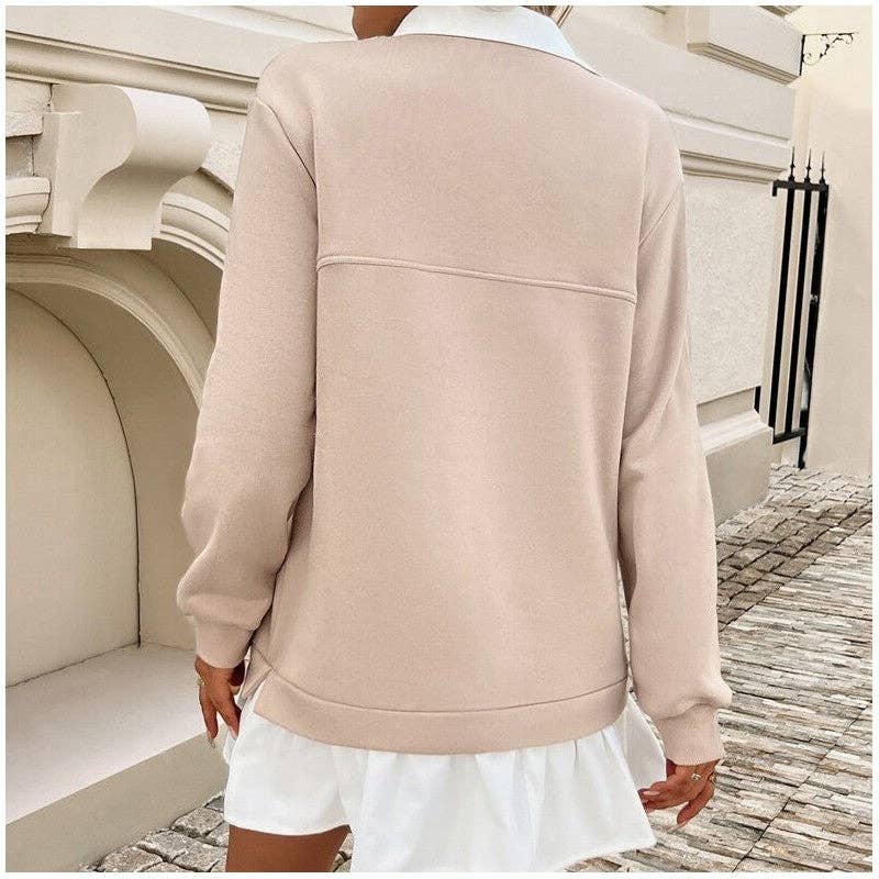 UZ Wholesale Store – wholesale Dress – Women's – Relaxed Loose Fit Color Block Sweater Dress4