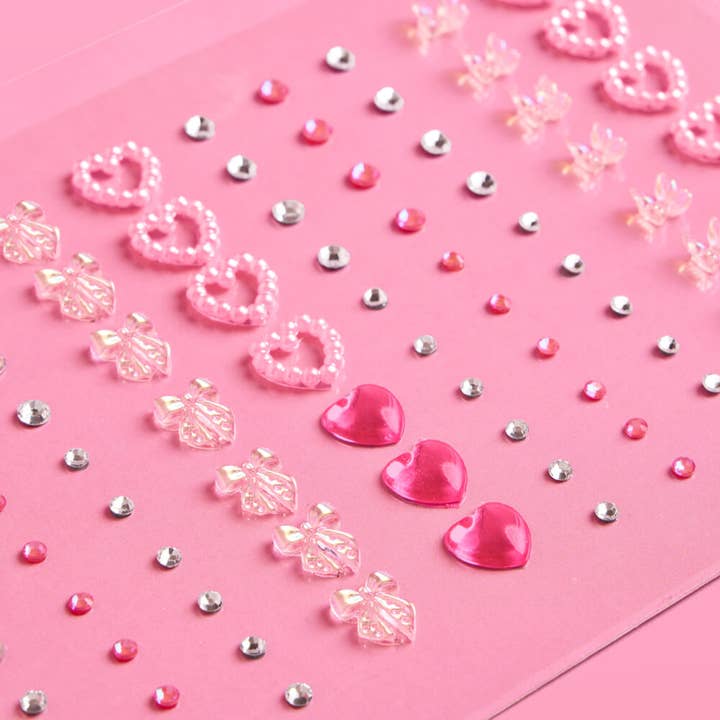 xo, Fetti - Wholesale Body Glitter/Shimmer - Bow And Heart Face Gems | Pink Pearls, Crystal Stickers2