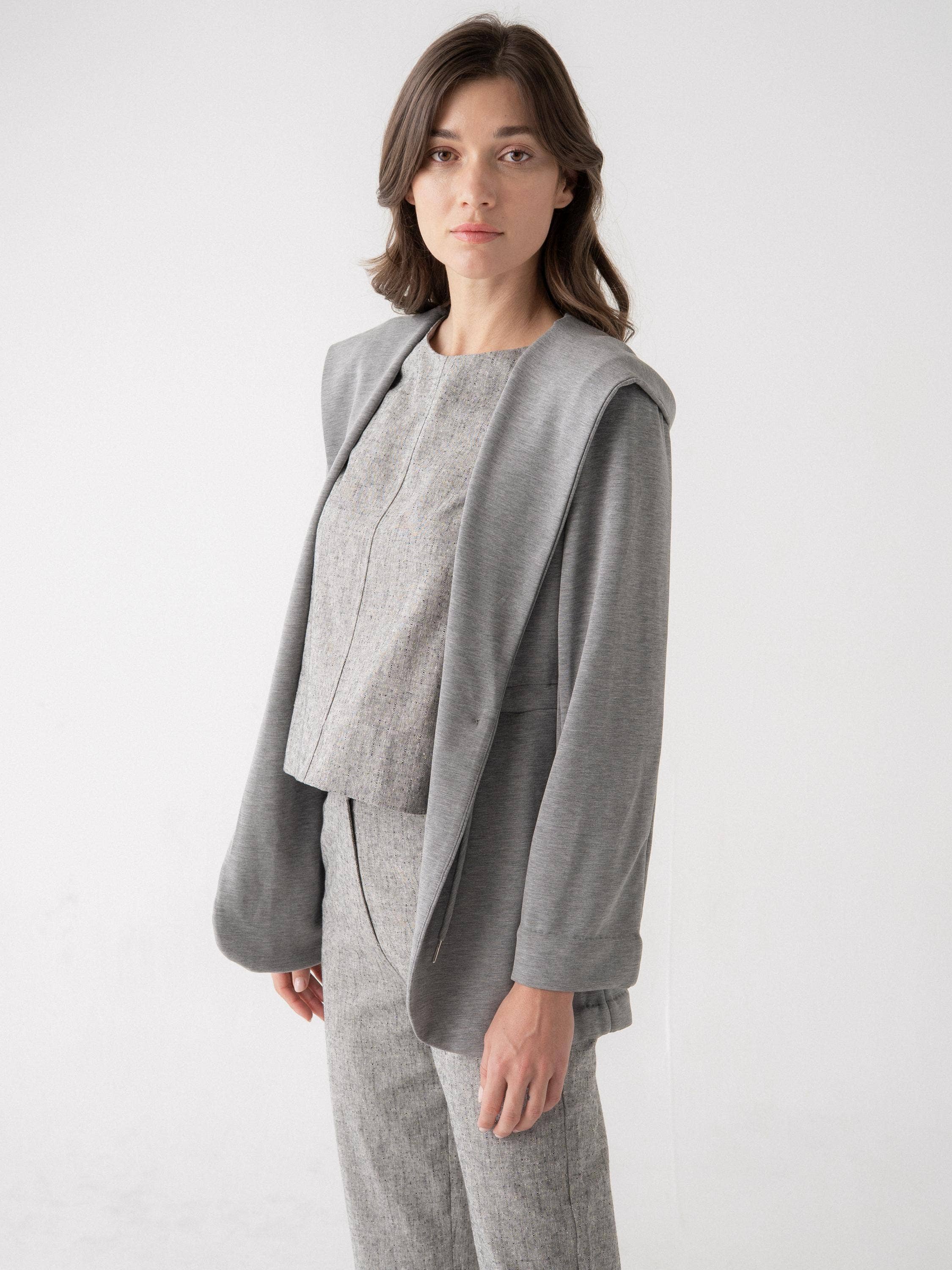 Grey STRETCH KNIT BLAZER for wholesale on Faire1