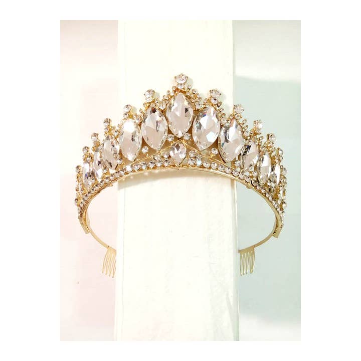Chicas - Wholesale Tiara - Women's - One Size Fits All Metal Tiara With Jewels HT912-