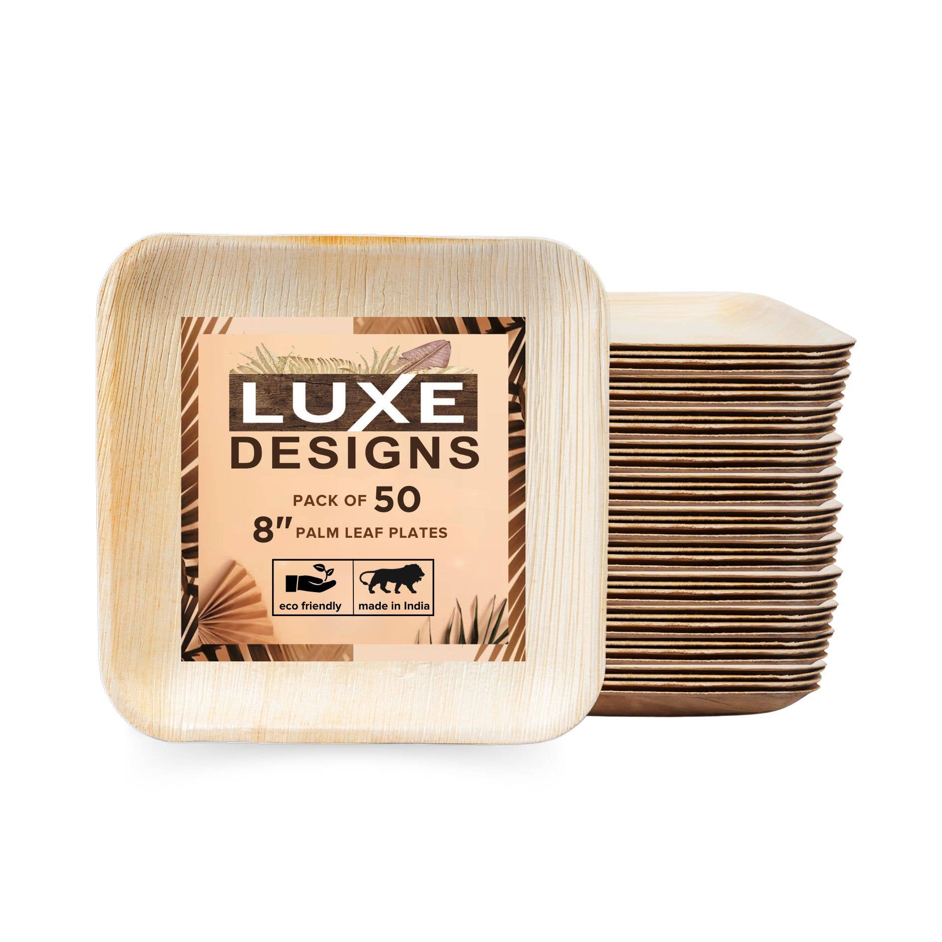 LuxeDesigns Co LLC - Wholesale Disposable Plate - LuxeDesigns Disposable 8" Palm Leaf Plate Set of 500