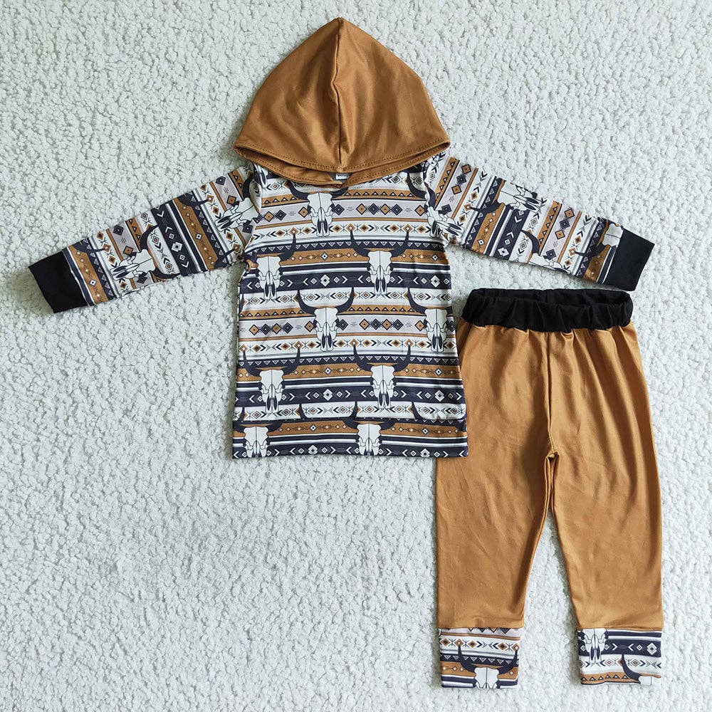 Aier Wholesale - Wholesale Top & Pant Set - Kids - Halloween baby boys aztec hooded fall clothes0