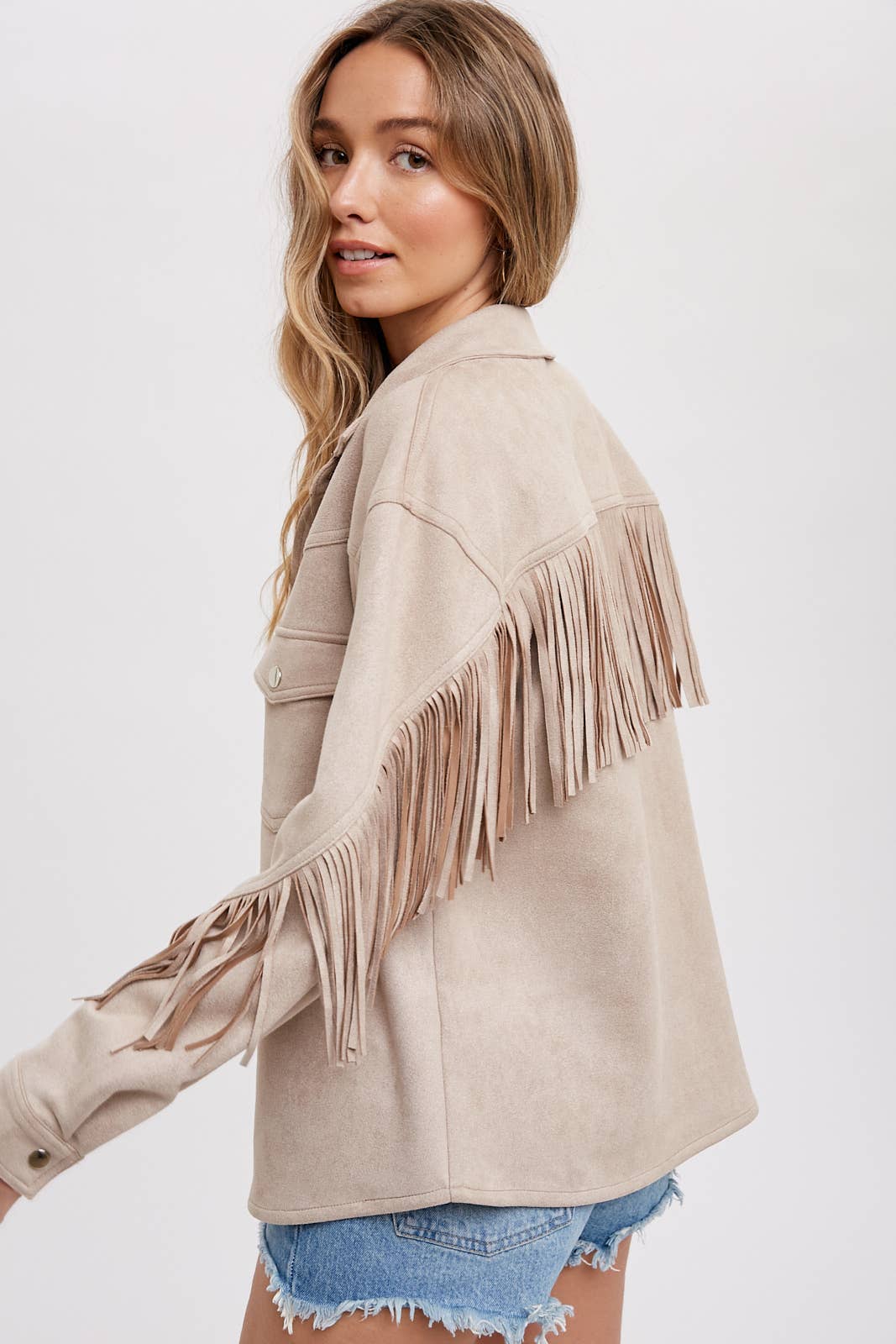 Bluivy - Wholesale Shirt Jacket/Shacket - Women's - VEGAN SUEDE FRINGED SHACKET6
