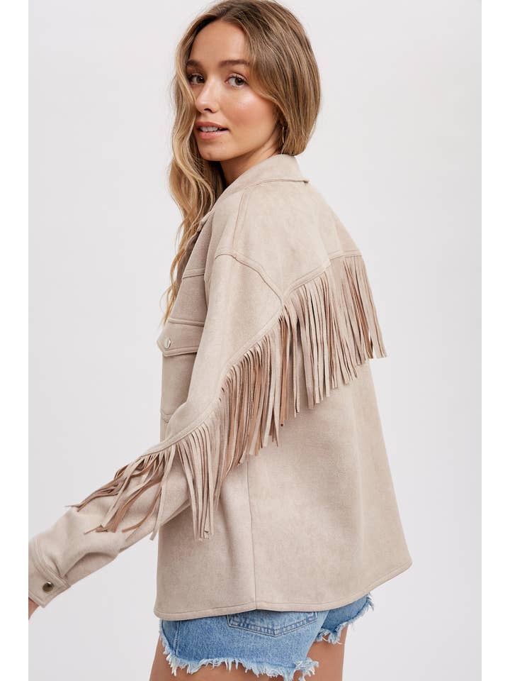 Bluivy - Wholesale Shirt Jacket/Shacket - Women's - VEGAN SUEDE FRINGED SHACKET6