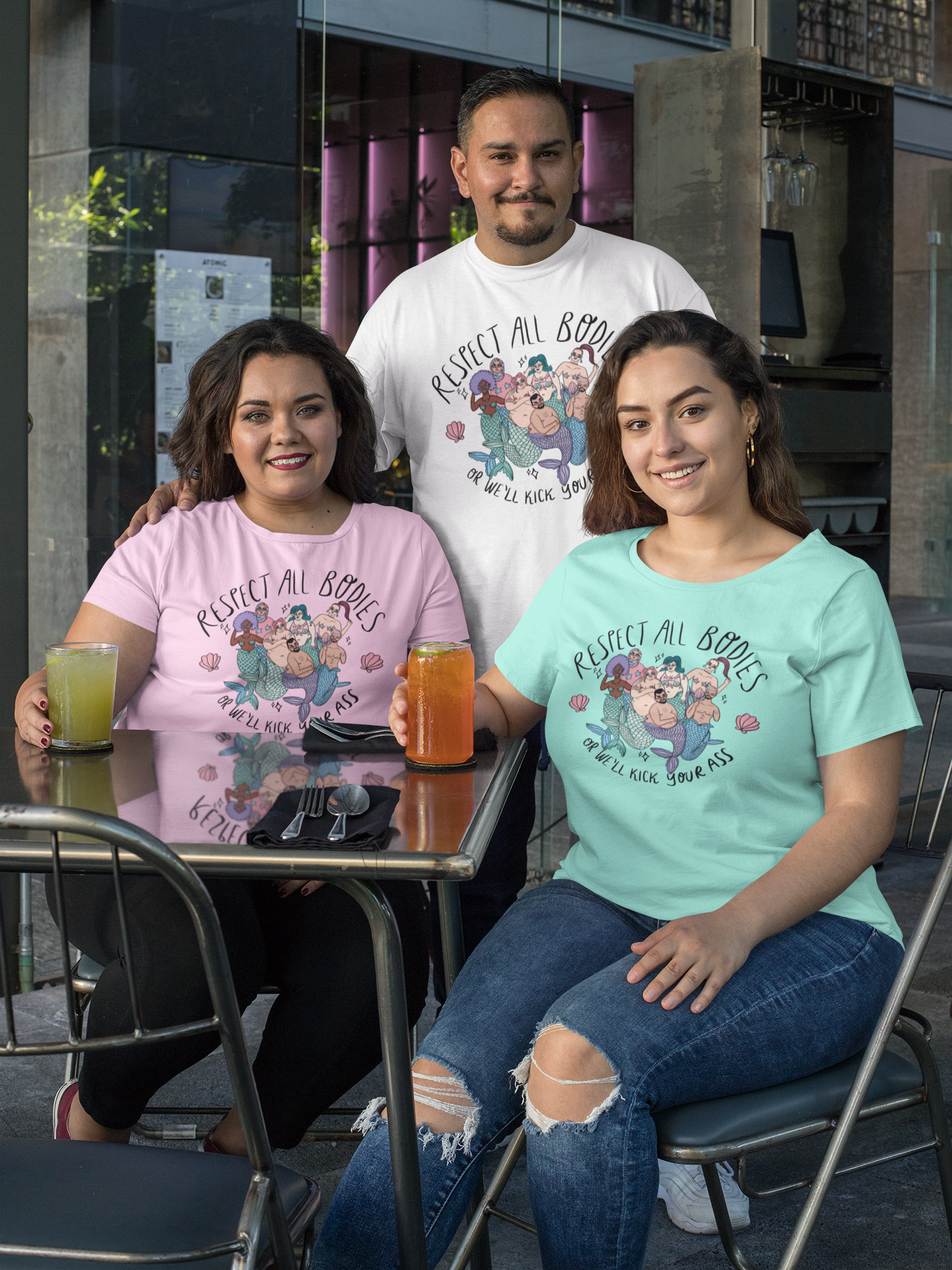 Chiaralascura – wholesale T-shirts med screentryck – Dam – Unisex t-shirt i ekologisk bomull med Body Positive sjöjungfruar33