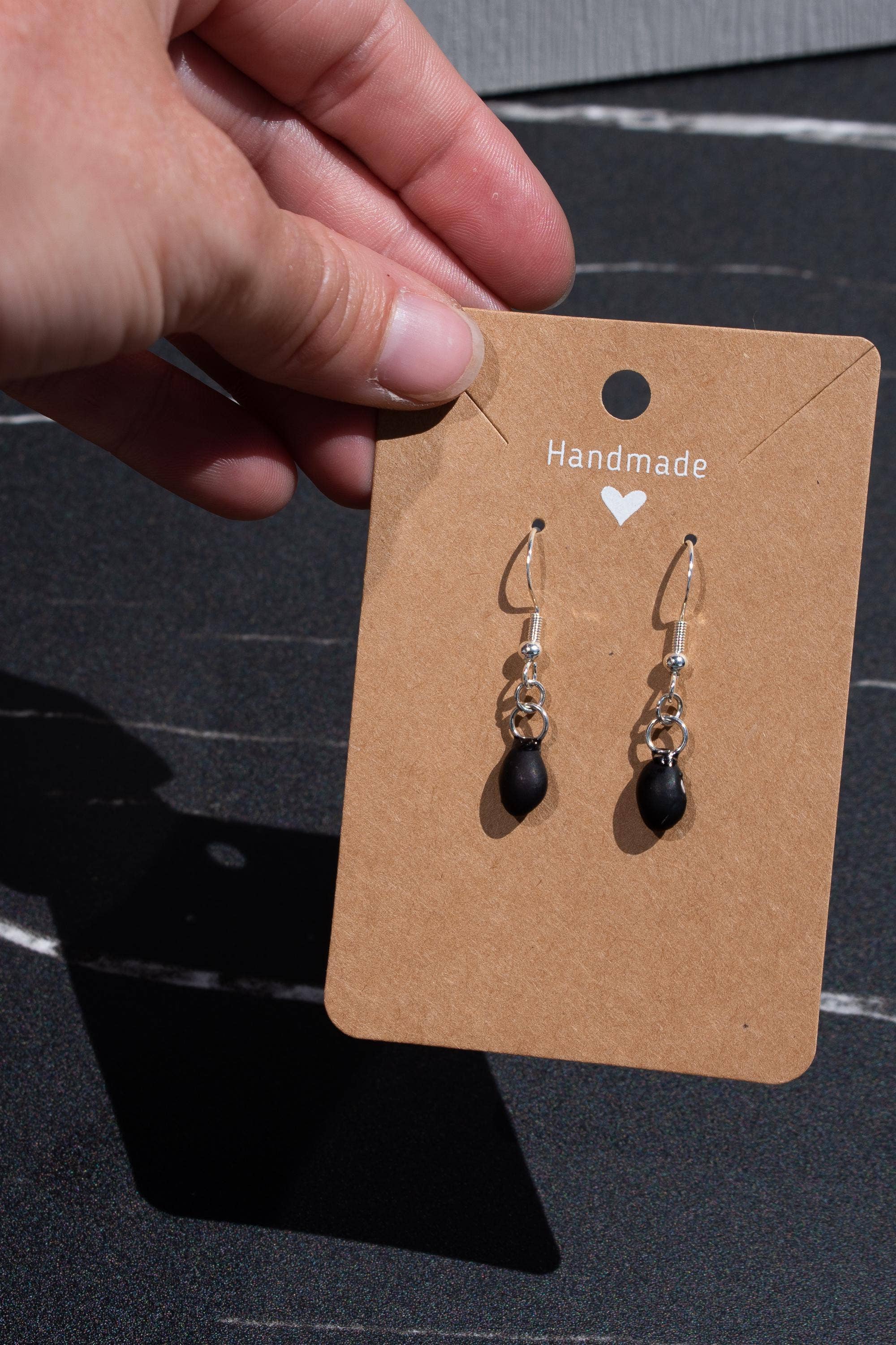 Shutterhaus - Wholesale Dangle Earrings - Organic Dried Black Bean Hypoallergenic Earrings #22