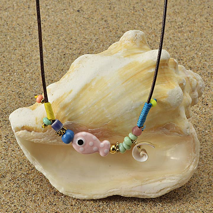 Verstellbare ROSA Fisch-Halskette - Küstensommergeschenk für Sie für den Großhandel von CozyDetailz