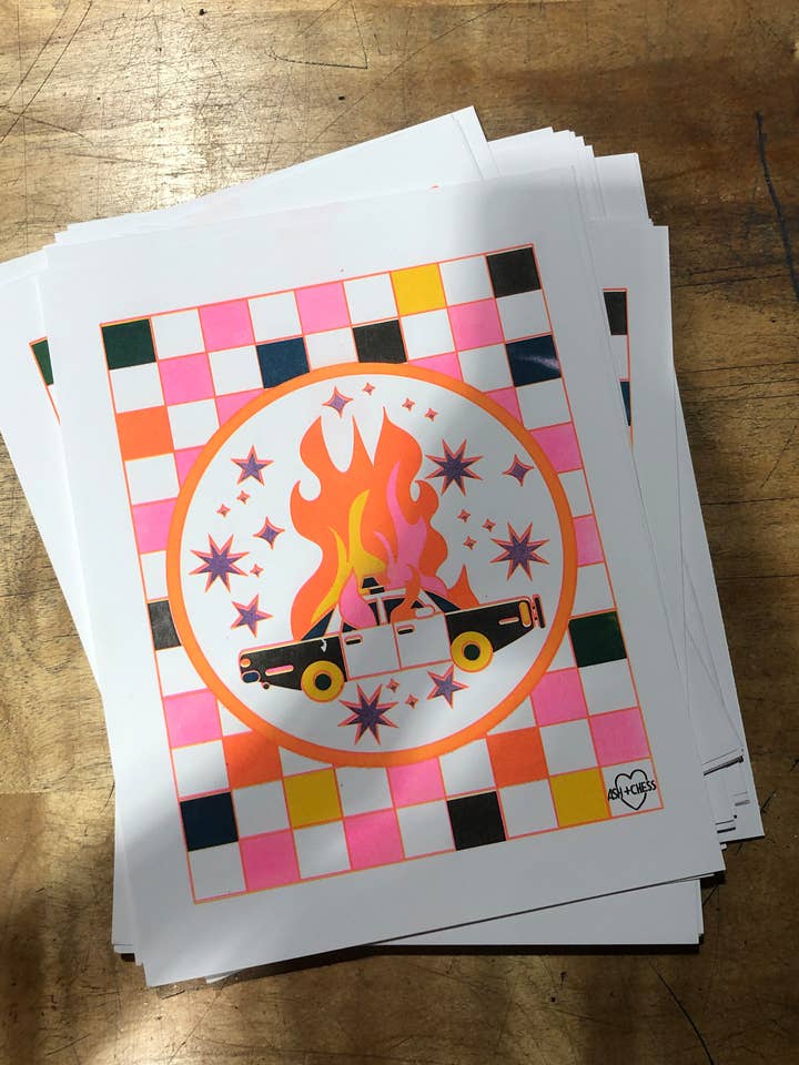8"x10" Defund The Police Risograph Print for wholesale by Ash + Chess