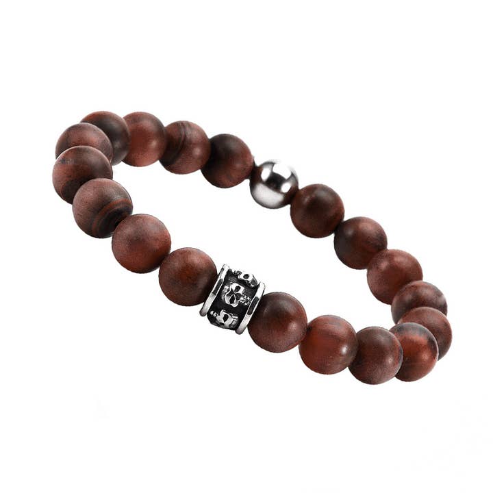 Bracelet grosses perles pierres naturelles œil de tigre pour la vente par SIXTY STONES