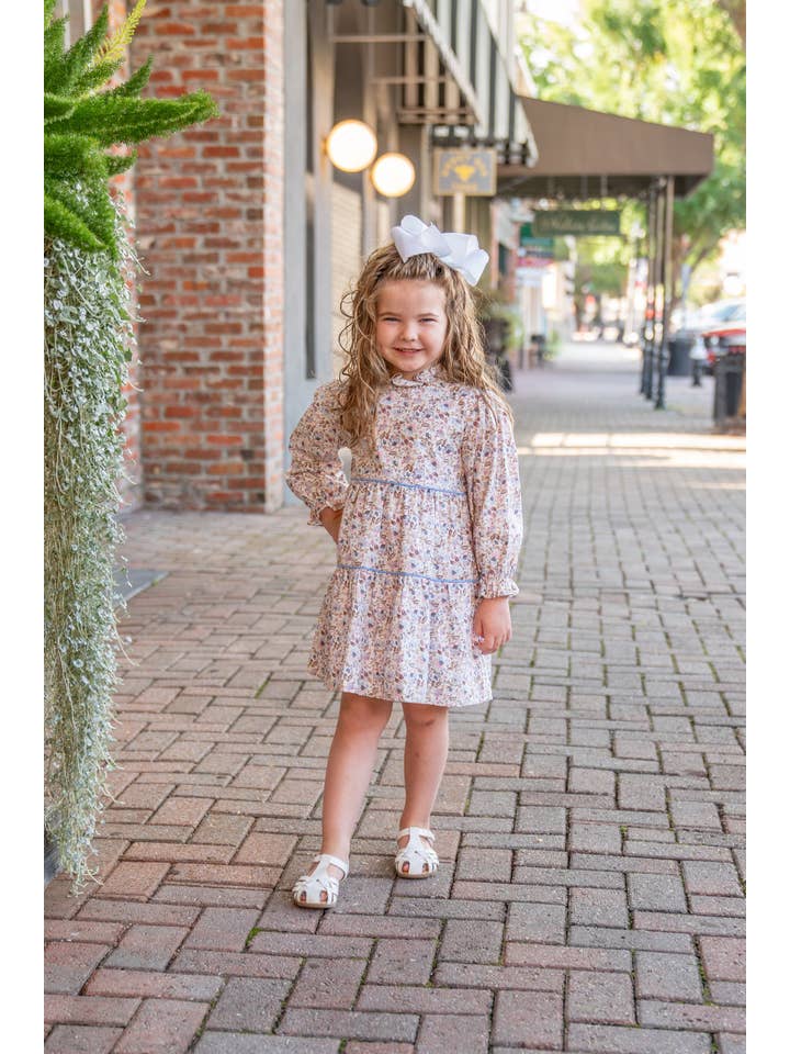 The Oaks Apparel Company - Wholesale Dress - Kids - Zoe Pink and Blue Floral Dress1