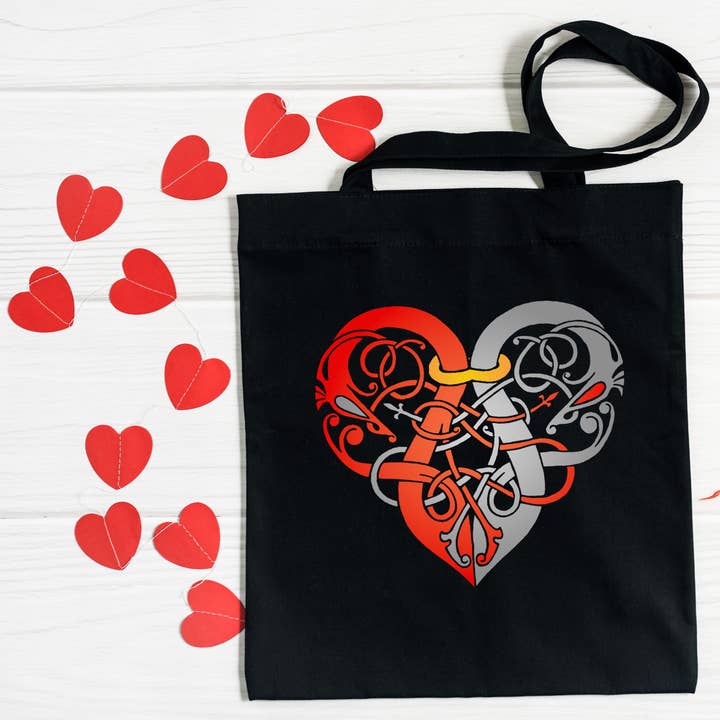 Viking Heart Red & Grey Tote Bag for wholesale by Asgard