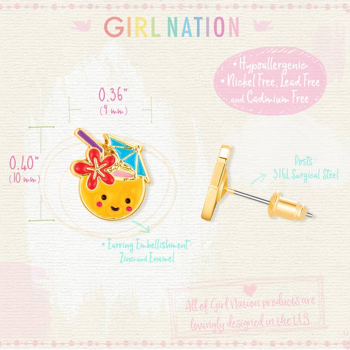 Girl Nation – wholesale Örhängen - Barn – Pinita Colada Cutie Örhängen3