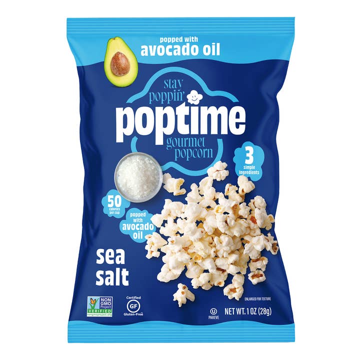 Poptime Sea Salt Popcorn made with avocado oil – 1.0oz for wholesale by POPTime Snacks