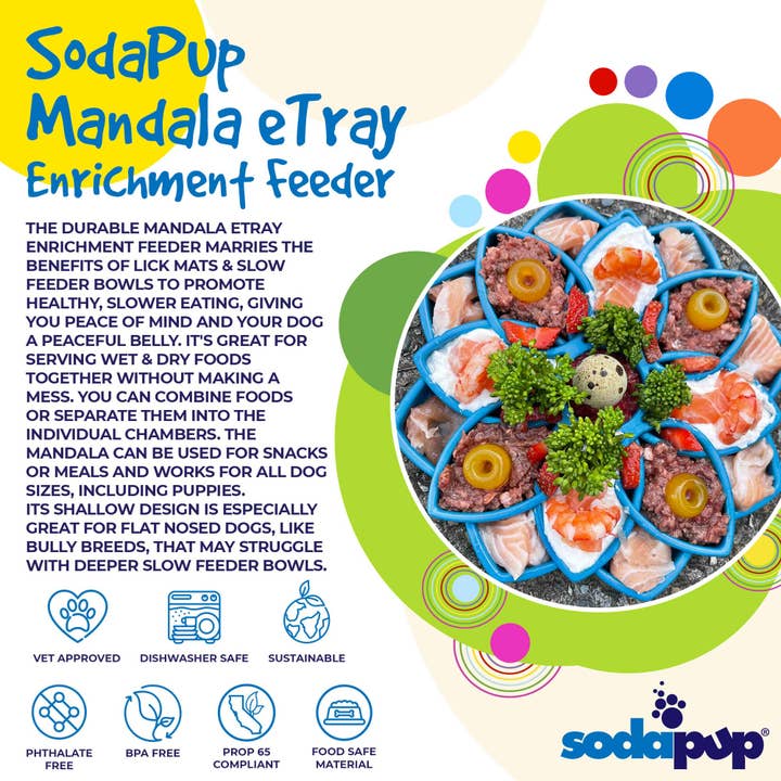 SodaPup Dog Toys - Wholesale Pet Food Mat - Dog - Mandala Design eTray Enrichment Tray for Dogs