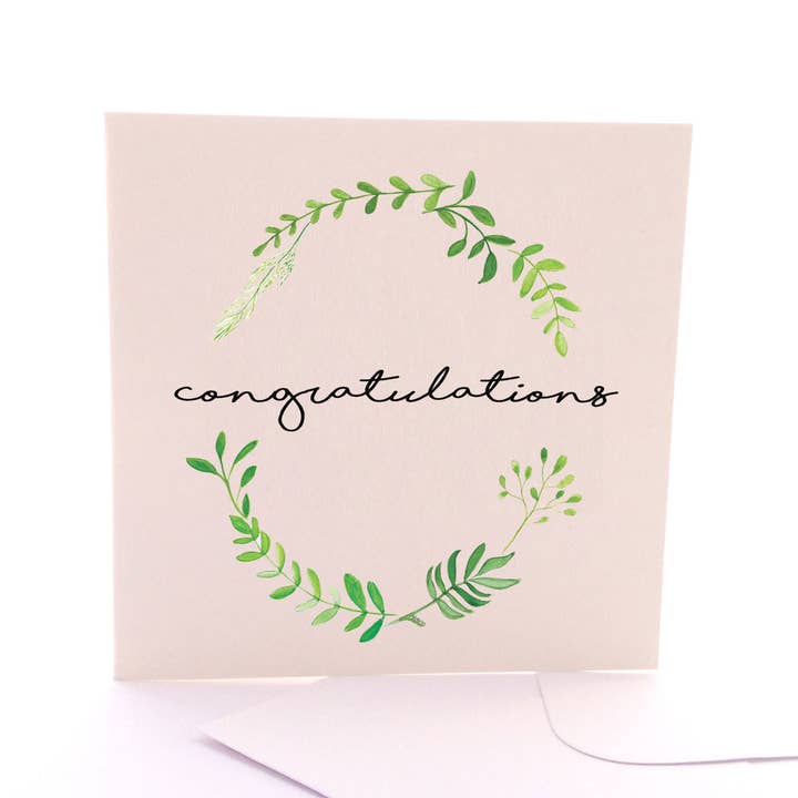 Leafy Congrats - Square Greeting Card for wholesale by Pleasant Tree