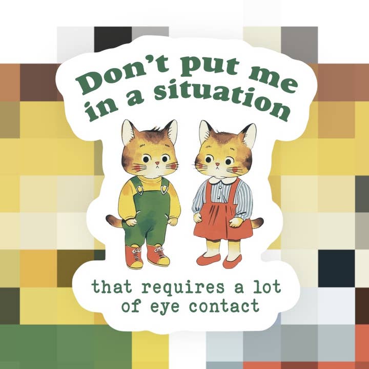 Pegatina Divertida de Introvertido con Contacto Visual para venta al por mayor de Ace the Pitmatian Co