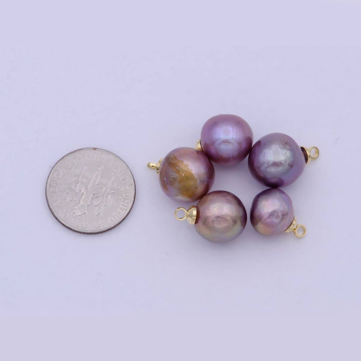 Aim Eternal - Wholesale Beads - 8.5mm-12mm Round Purple Edison Freshwater Pearl Charms For Jewelry Making | X-7241