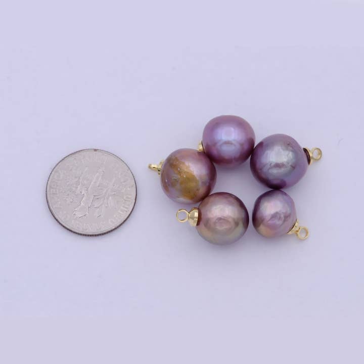 Aim Eternal - Wholesale Beads - 8.5mm-12mm Round Purple Edison Freshwater Pearl Charms For Jewelry Making | X-7241