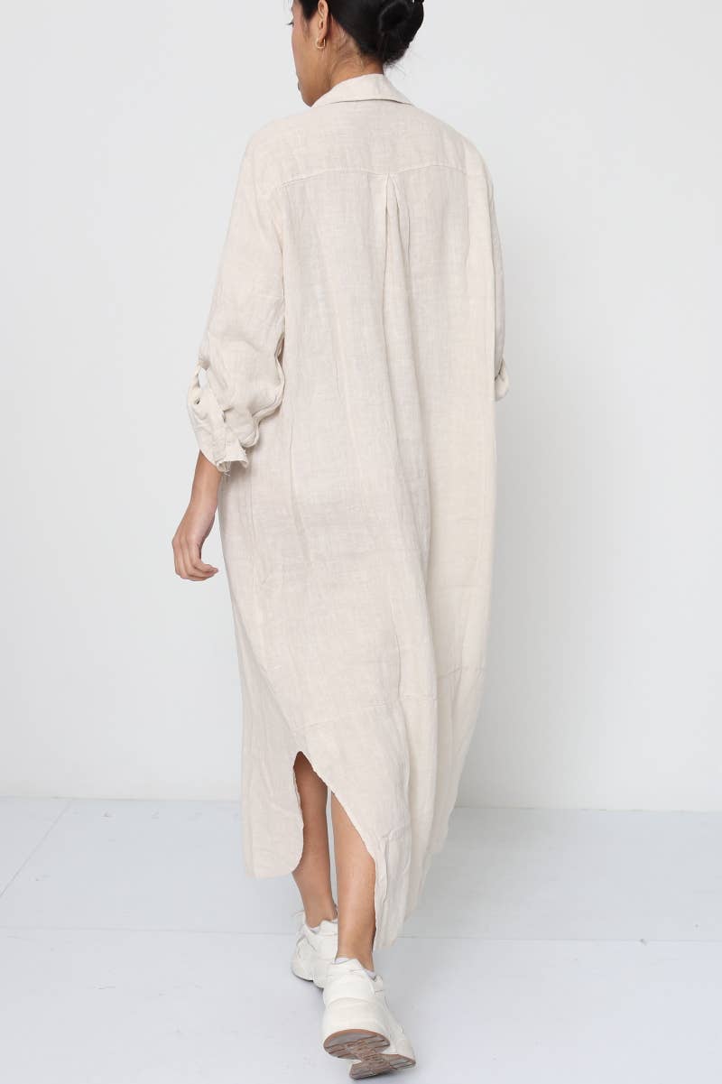 LÉA & LUC - Wholesale Dress - Women's - Long shirt dresses in 100% Linen REF. 14842