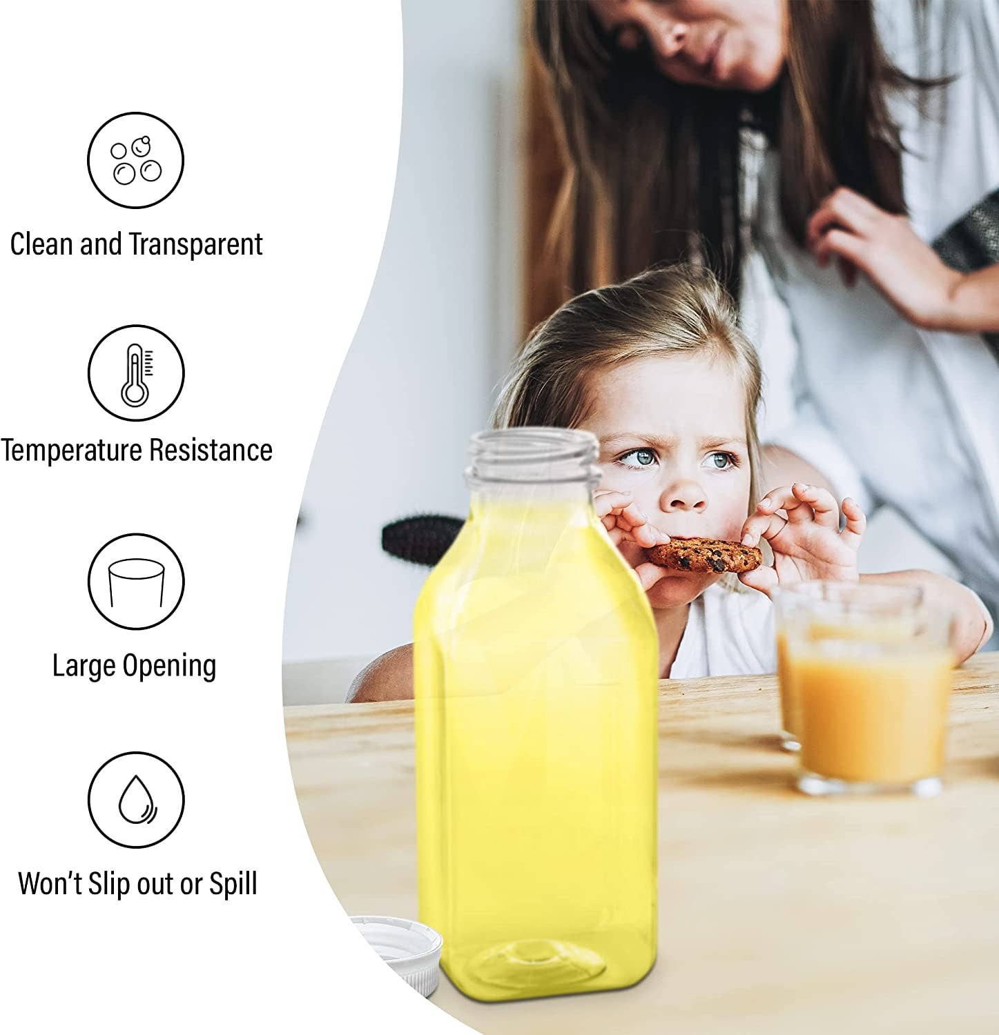 MT Products - Wholesale Milk/Juice Bottle - MT Products 32 oz Plastic Juice Bottle with Caps4