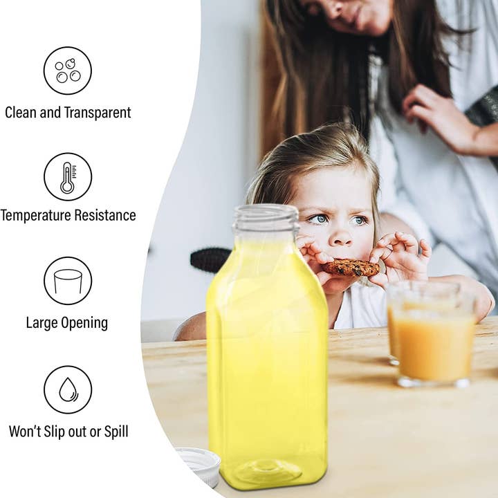 MT Products - Wholesale Milk/Juice Bottle - MT Products 32 oz Plastic Juice Bottle with Caps4