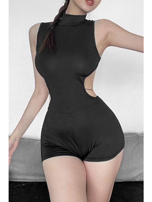 BLACK cut-out bodysuit for night out for wholesale on Faire2