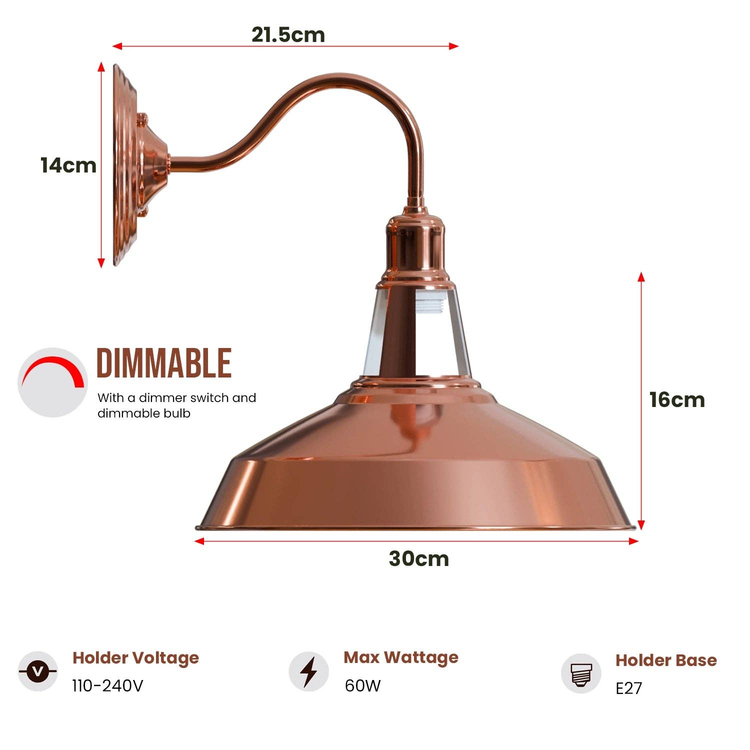 Ledsone - Wholesale Sconce - Industrial Outdoor Swan neck Wall light~36238