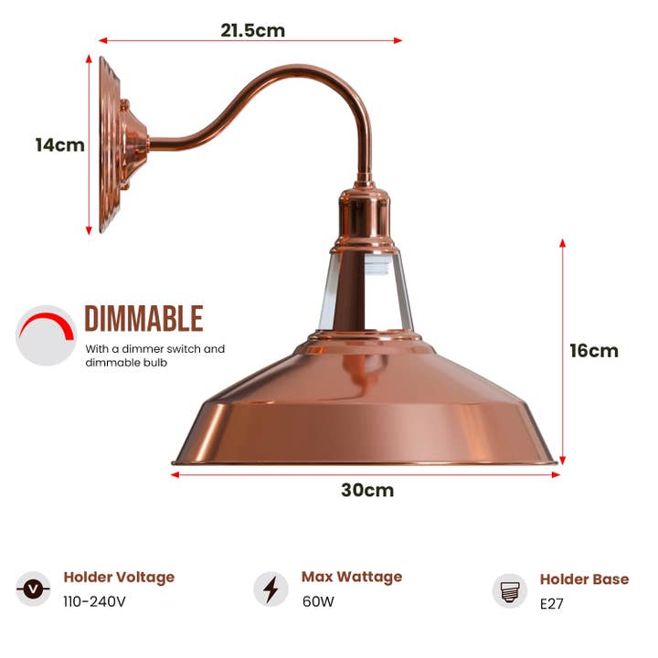 Ledsone - Wholesale Sconce - Industrial Outdoor Swan neck Wall light~36238