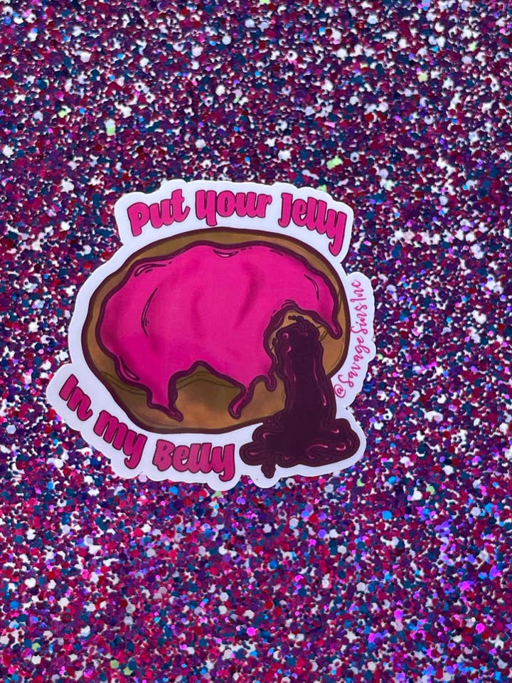 Coloque sua geléia na minha barriga - adesivo de rosquinha por atacado de Savage Sins