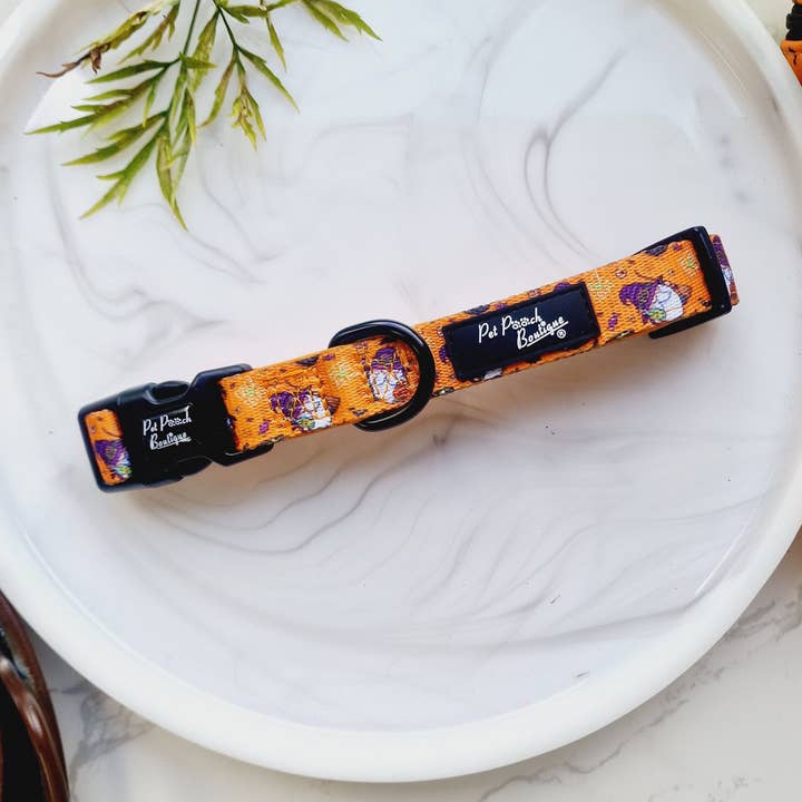 Trick Or Treat Harry Halloween Spooky Dog Collar (Autumn) for wholesale by Pet Pooch Boutique