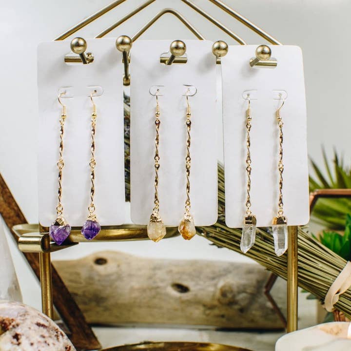 Crystal Gemstone Dangle Earrings for wholesale by Rock Paradise