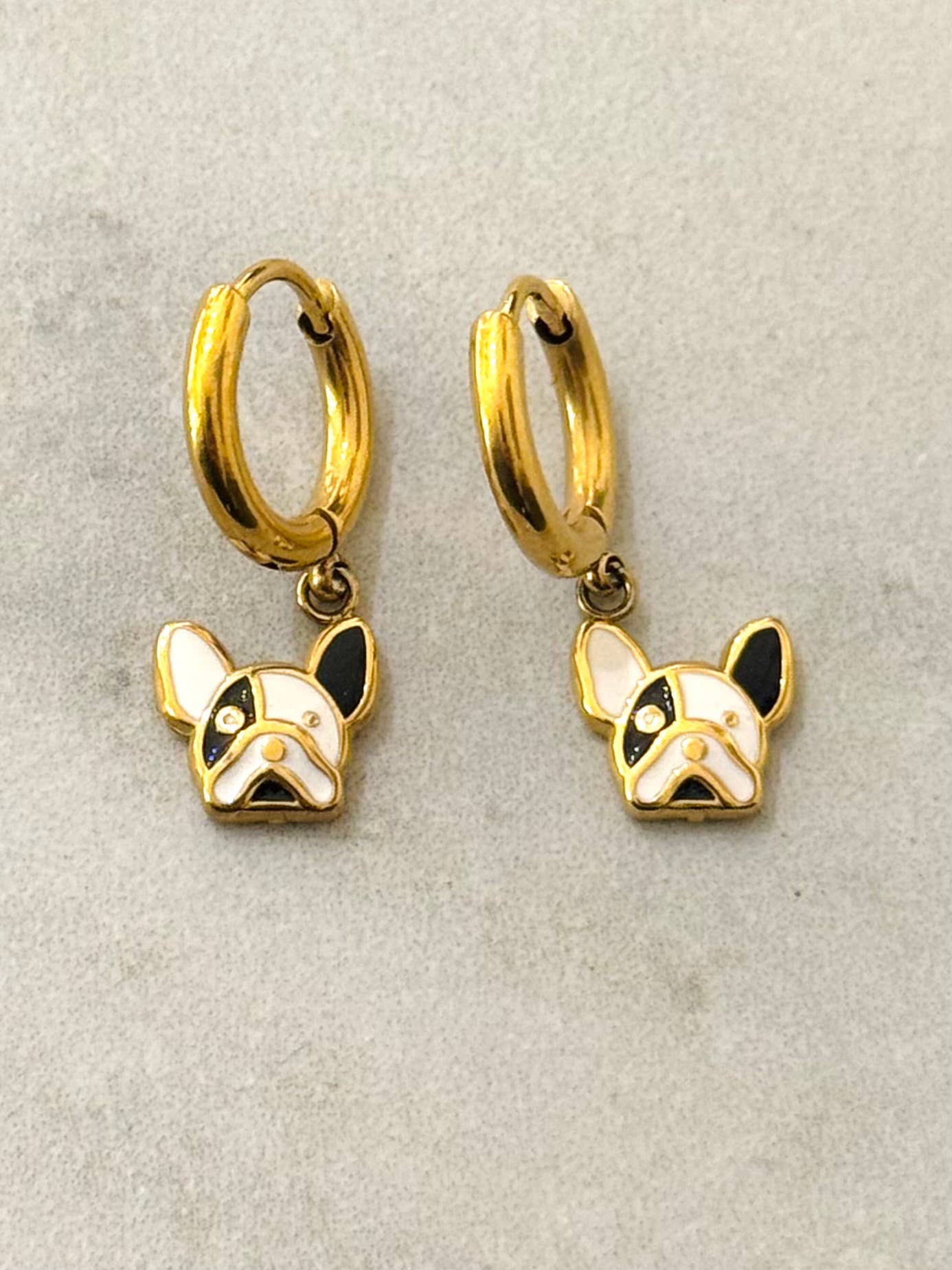 Cassette Barcelona - Wholesale Hoop Earrings - French Bulldog Hoop Earrings