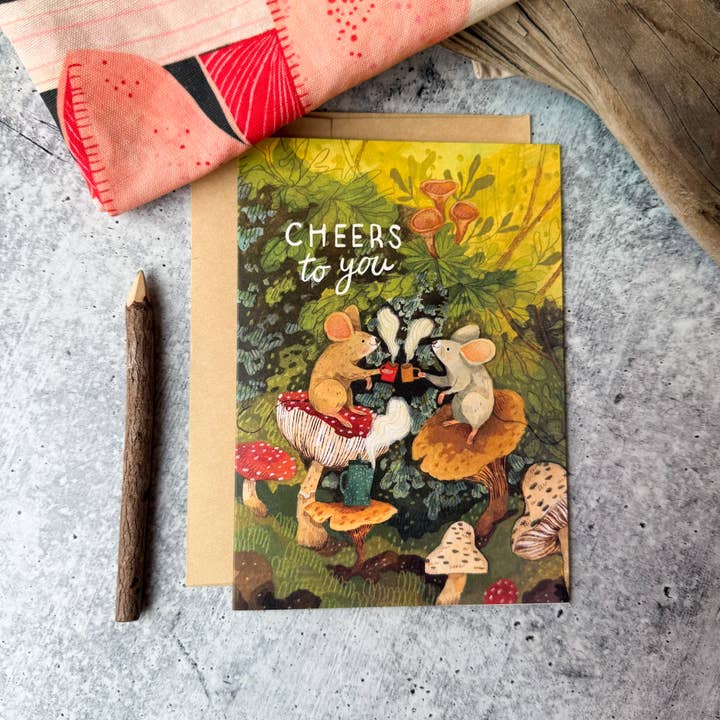 Canyon & Cove Art - Wholesale Verjaardagskaartje - Paddenstoel Proost Verjaardagskaart2