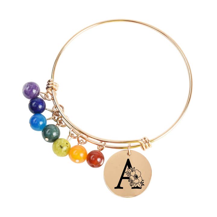 Genuine Chakra Floral Initial Bracelet By Pink Box for wholesale by Pink Box