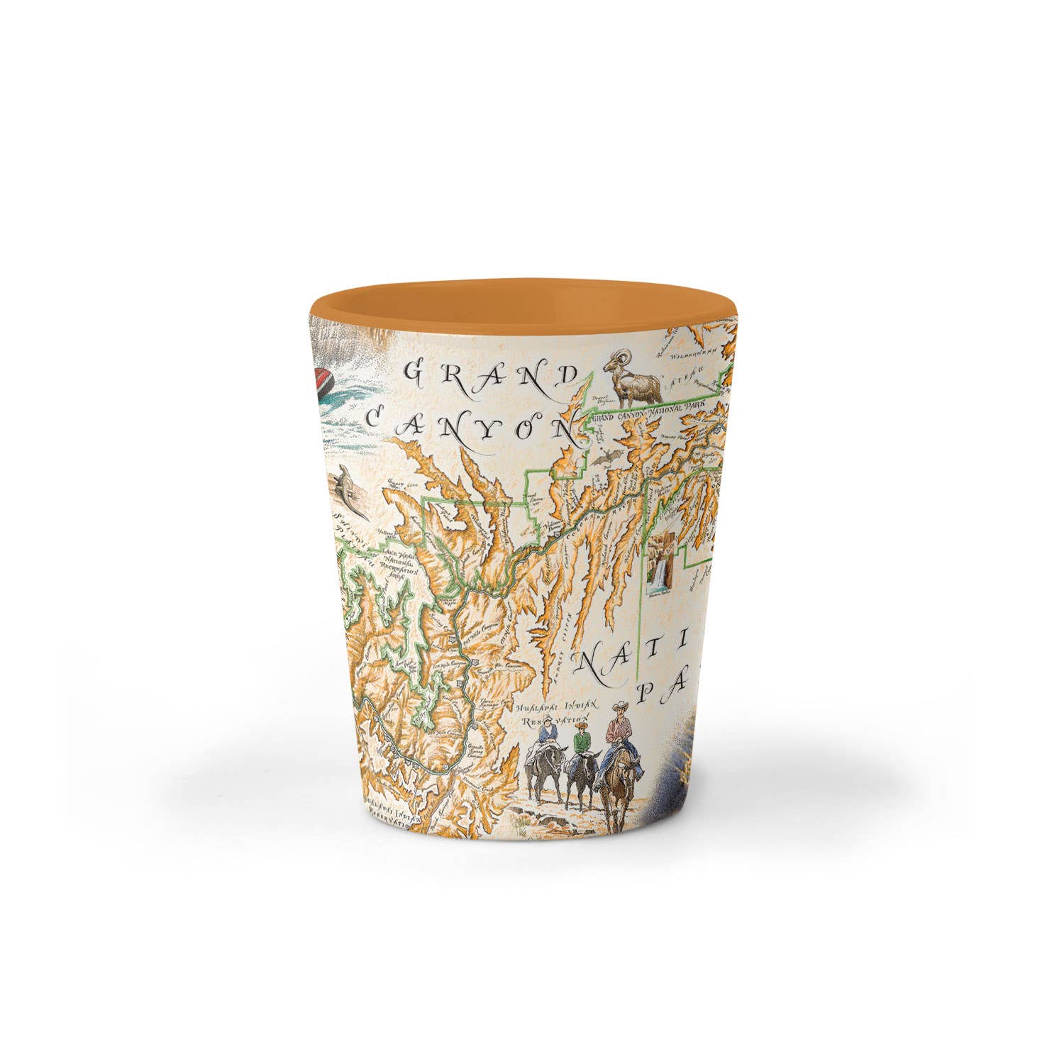 XPLORER MAPS - Wholesale Shot glass - Grand Canyon National Park Map Ceramic Shot Glass - 1.5 oz -
